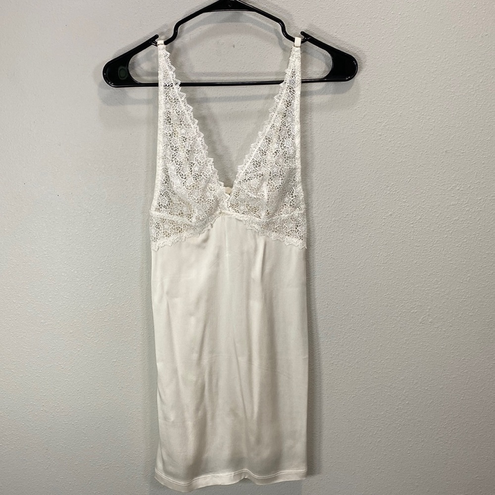 Mimi holiday slip night‎ dress satin lace ivory